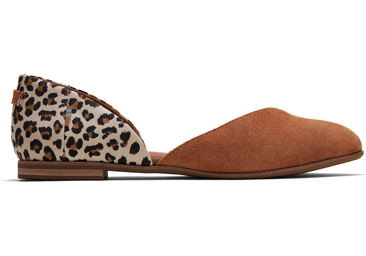 Toms Julie D'Orsay Suede Leopard - Womens Flats - Brown - NZ - 207831CPQ